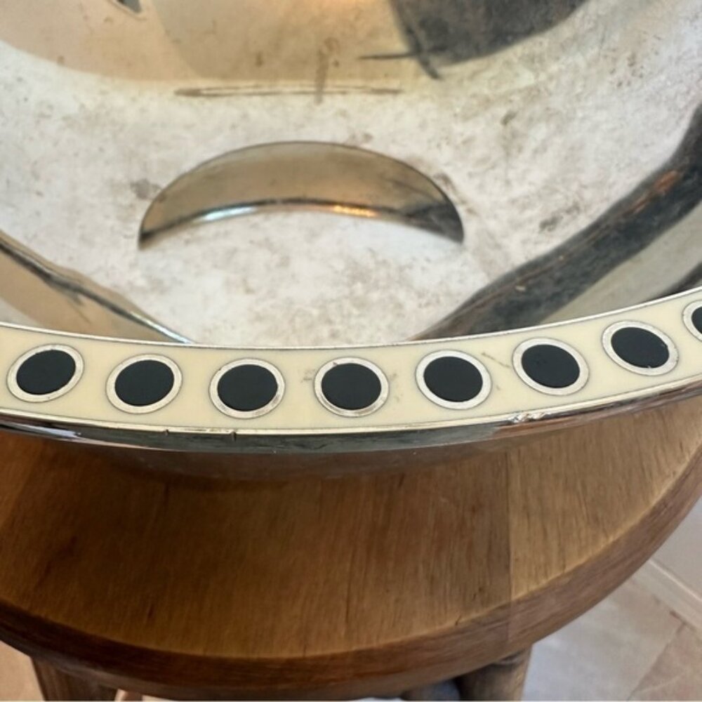 SOLD Kate Spade x Lenox Large Salad Bowl and Serving Utensils Silver Black White - Picture 5 of 16